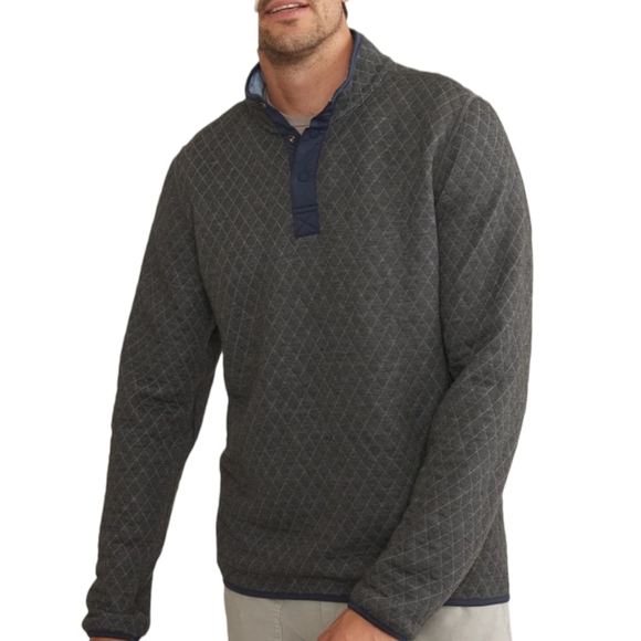 Marine Layer Gray Men's Corbet Quilted Reversible Pullover Sweater M - Picture 1 of 6
